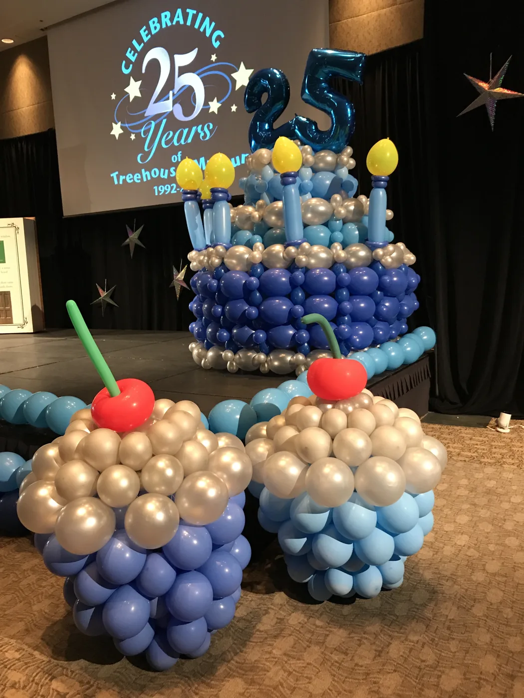 Corporate event balloon decor with branded color